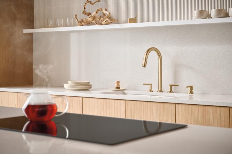 BRIZO Kintsu Widespread Pull-Down Faucet Lever Handle Kit — Lumicoat® Luxe Gold