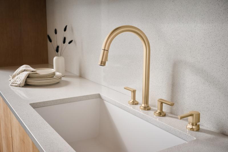 BRIZO Kintsu Widespread Pull-Down Faucet Lever Handle Kit — Lumicoat® Luxe Gold