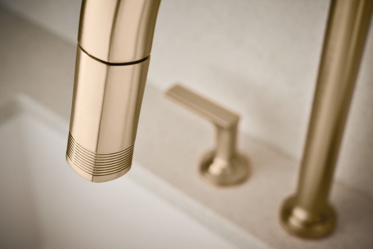 BRIZO Kintsu Widespread Pull-Down Faucet Lever Handle Kit — Lumicoat® Luxe Gold
