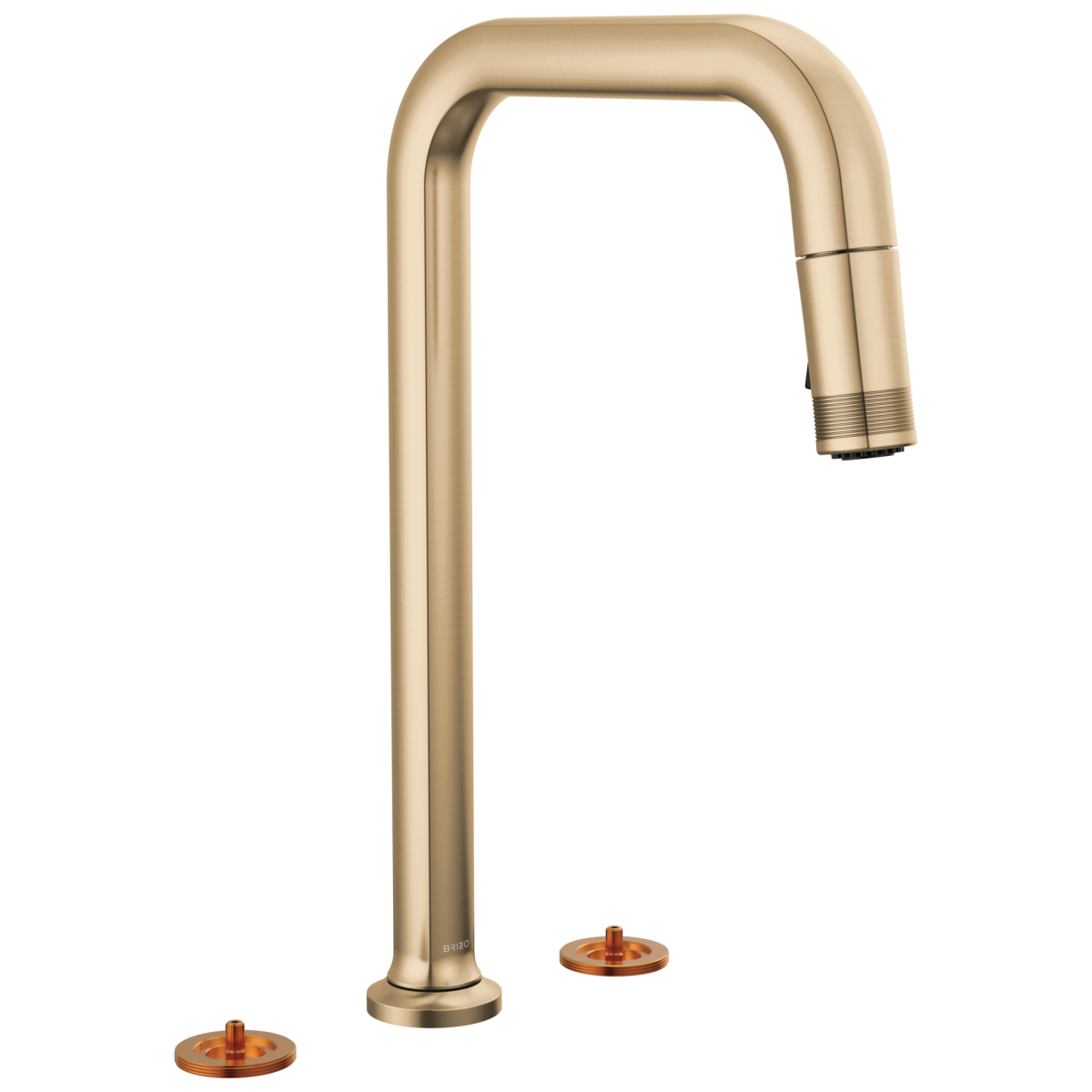 BRIZO Kintsu Widespread Pull-Down Faucet with Square Spout - Less Handles — Lumicoat® Luxe Gold