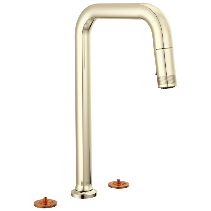 BRIZO Kintsu Widespread Pull-Down Faucet with Square Spout - Less Handles — Lumicoat® Polished Nickel