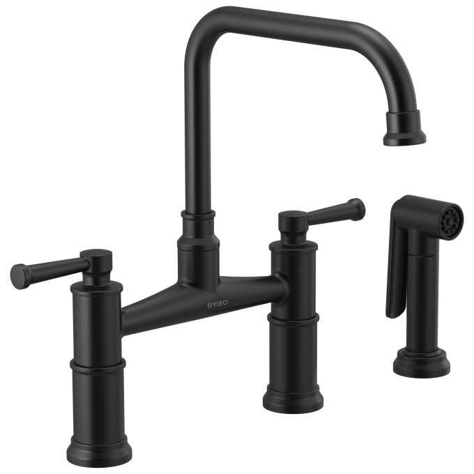 BRIZO Artesso Bridge Faucet with Side Sprayer — Matte Black