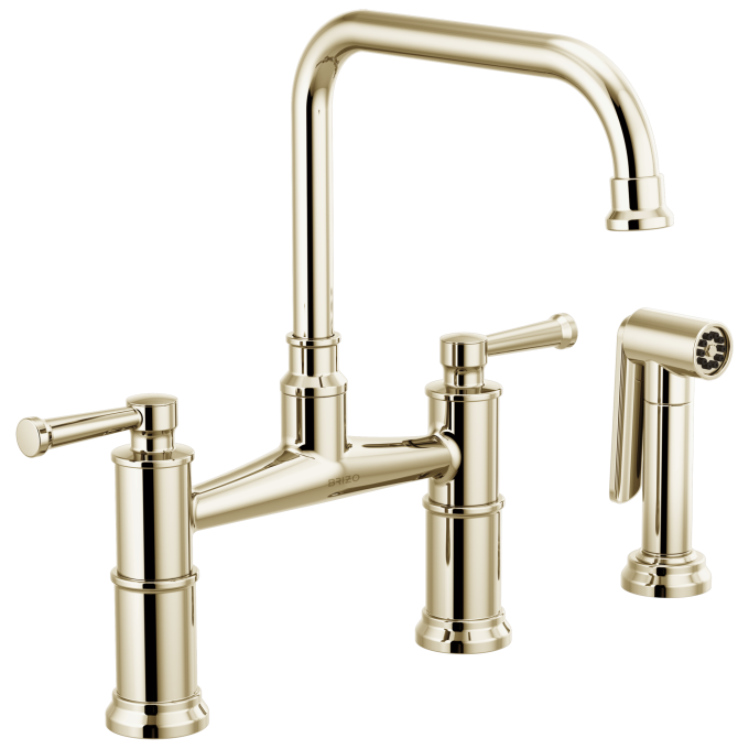 BRIZO Artesso Bridge Faucet with Side Sprayer — Polished Nickel
