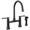 BRIZO Tulham Bridge Kitchen Faucet with Side Sprayer — Matte Black / Brilliance Black Onyx