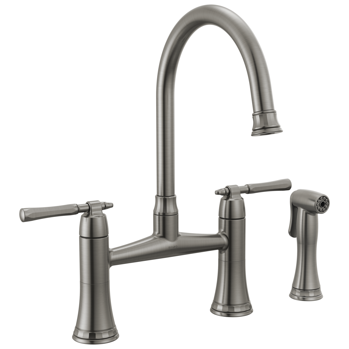 BRIZO Tulham Bridge Kitchen Faucet with Side Sprayer — Luxe Steel