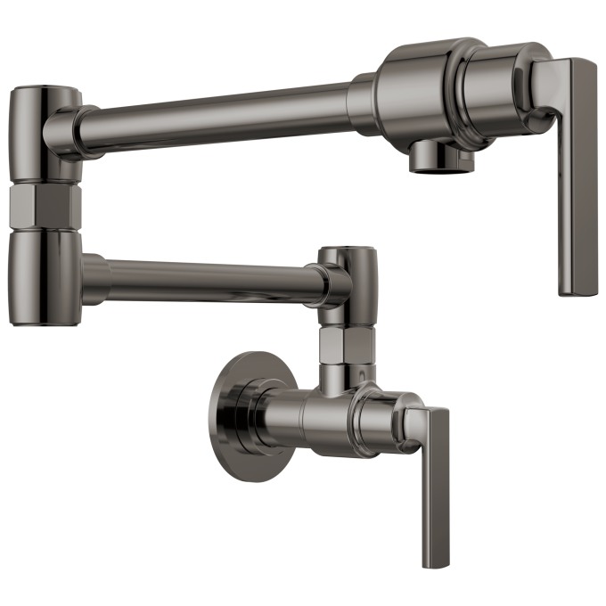 BRIZO Kintsu Wall Mount Pot Filler with Lever Handle — Lumicoat® Black Onyx