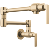 BRIZO Kintsu Wall Mount Pot Filler with Lever Handle — Lumicoat® Luxe Gold