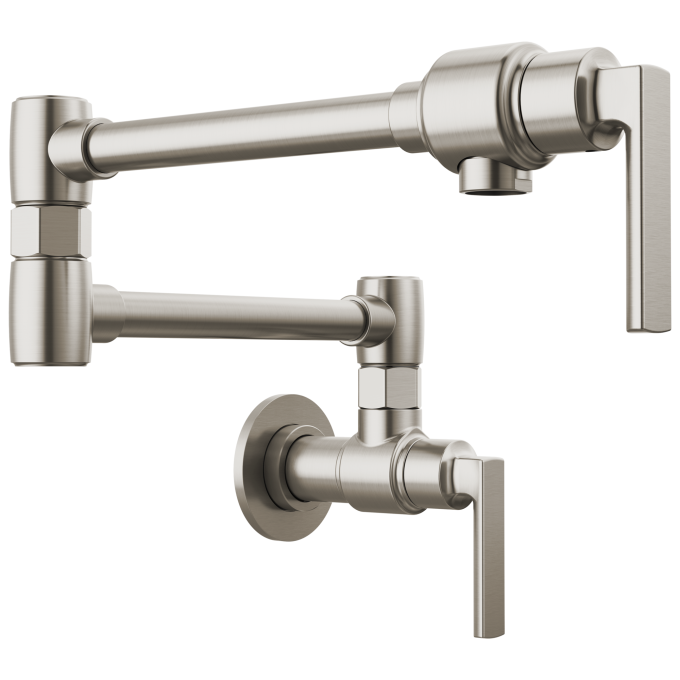 BRIZO Kintsu Wall Mount Pot Filler with Lever Handle — Lumicoat® Stainless