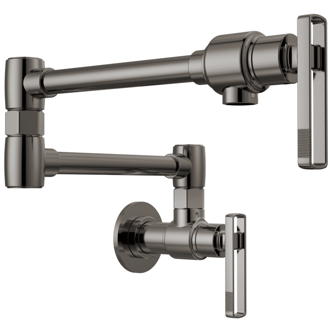 BRIZO Kintsu Wall Mount Pot Filler with Knob Handle — Lumicoat® Black Onyx