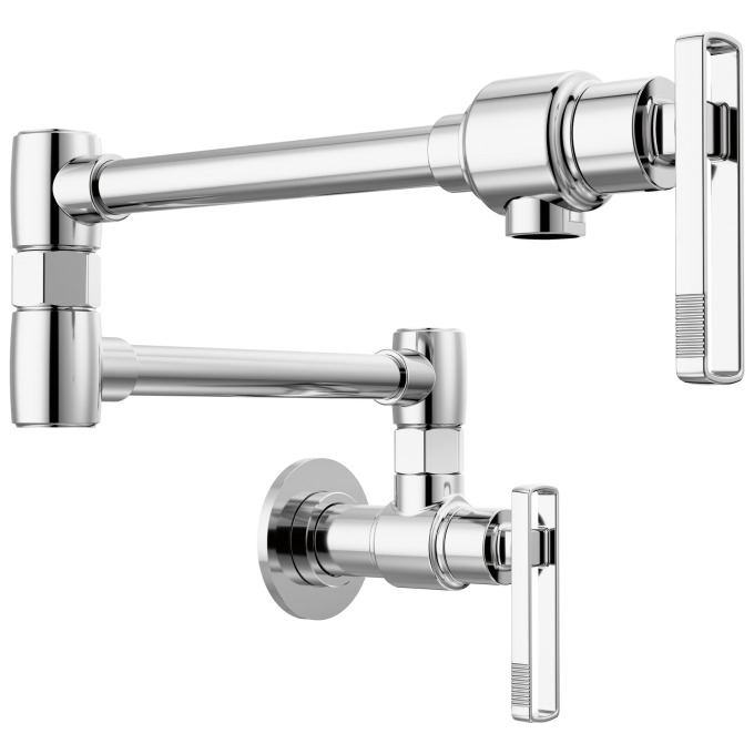 BRIZO Kintsu Wall Mount Pot Filler with Knob Handle — Lumicoat® Chrome