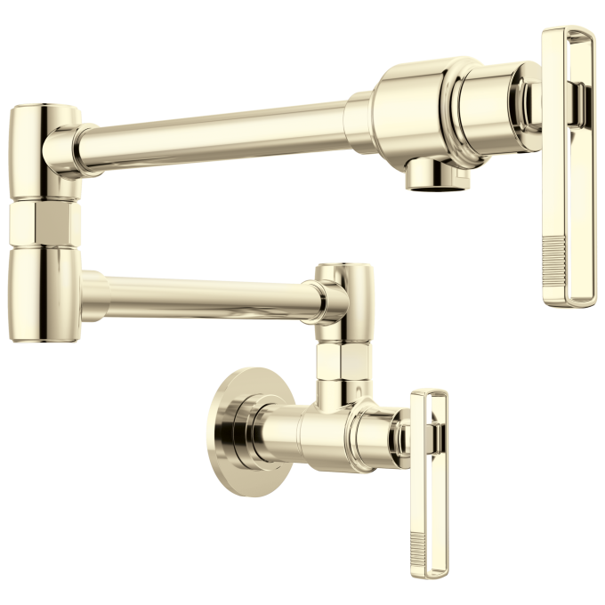 BRIZO Kintsu Wall Mount Pot Filler with Knob Handle — Lumicoat® Polished Nickel