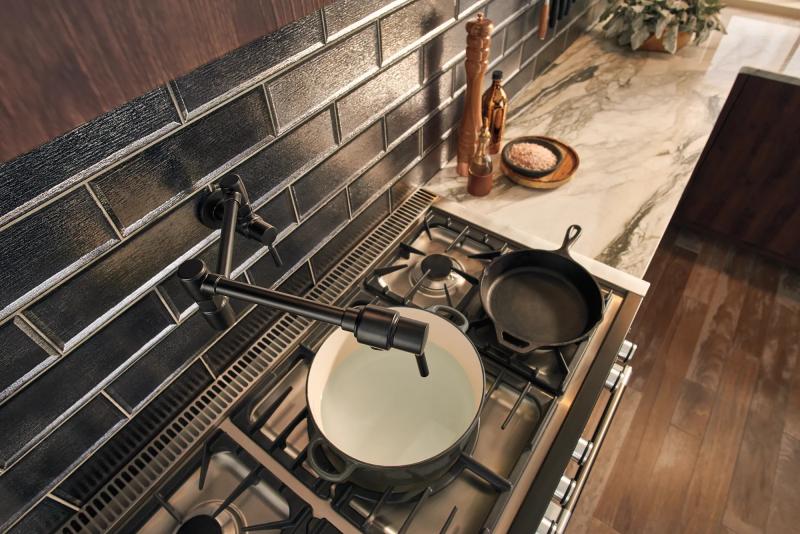 BRIZO European Wall Mount Pot Filler Faucet — Matte Black