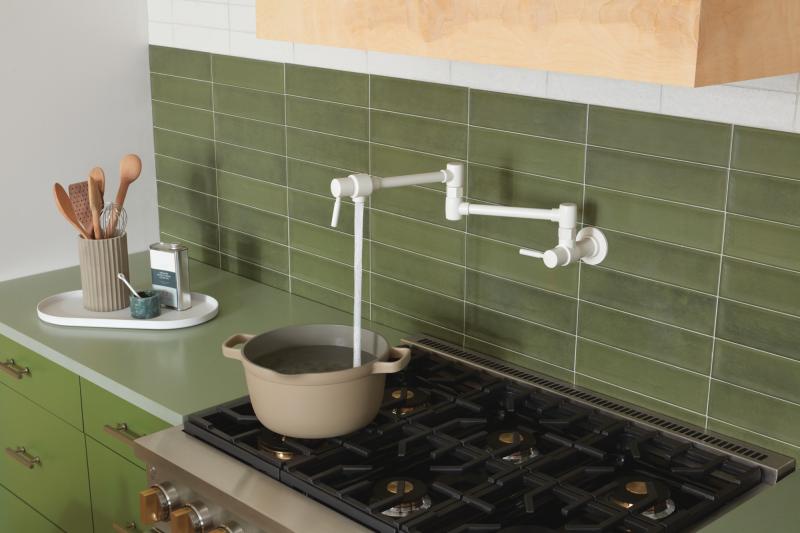 BRIZO European Wall Mount Pot Filler Faucet — Matte White