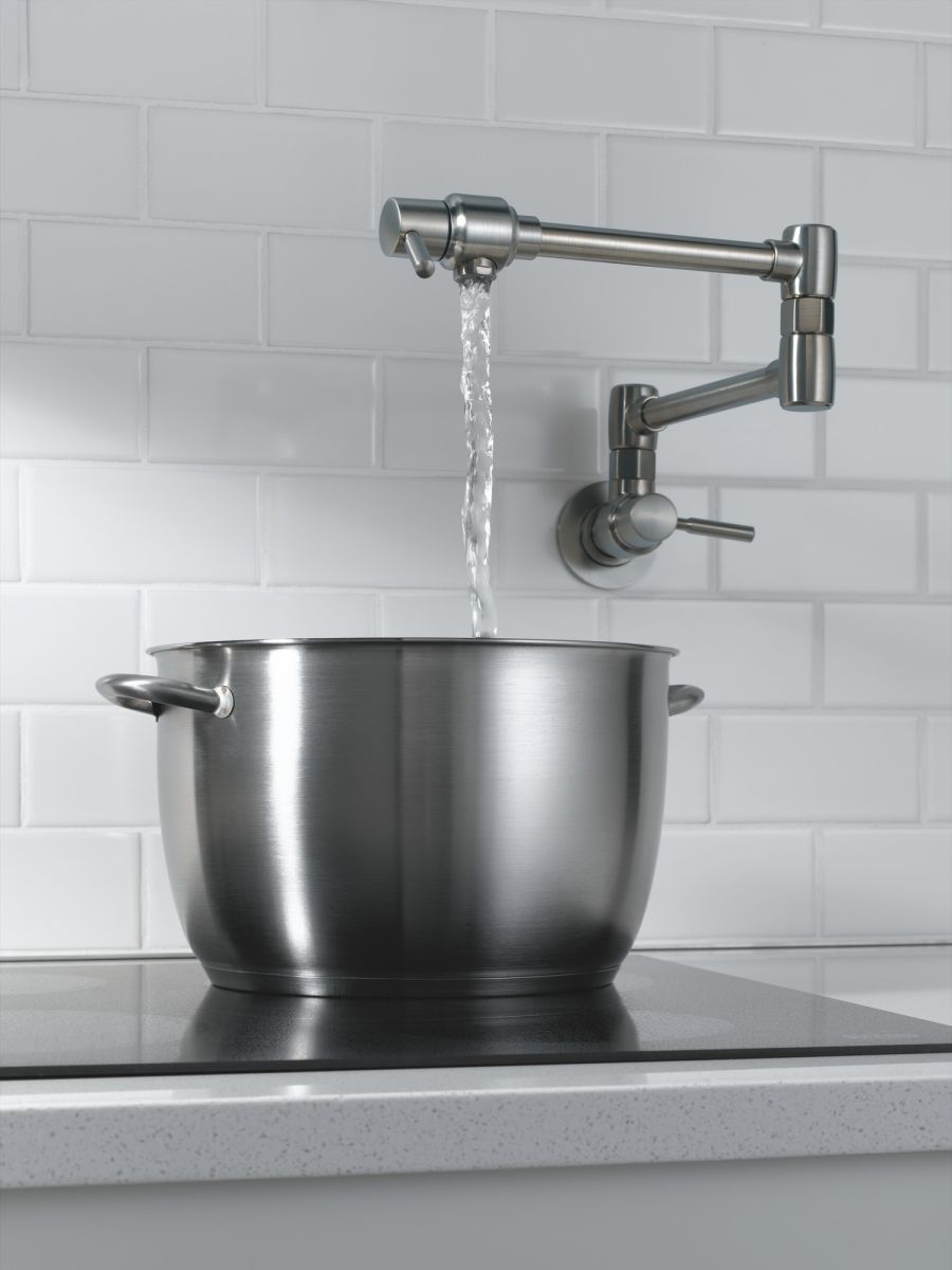 BRIZO European Wall Mount Pot Filler Faucet — Stainless