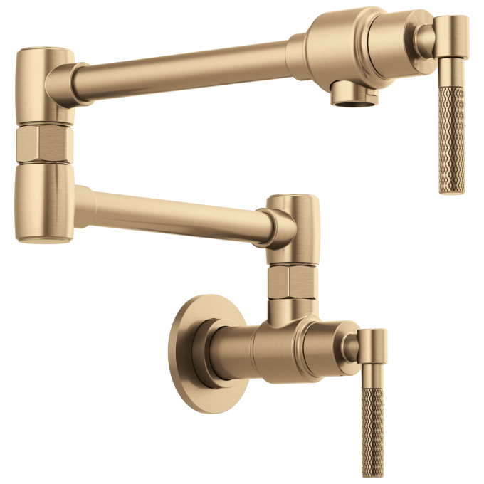 BRIZO Litze Wall Mount Pot Filler with Knurled Handle Kit — Luxe Gold