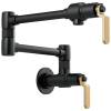 BRIZO Litze Wall Mount Pot Filler with Industrial Handle Kit — Matte Black/Luxe Gold