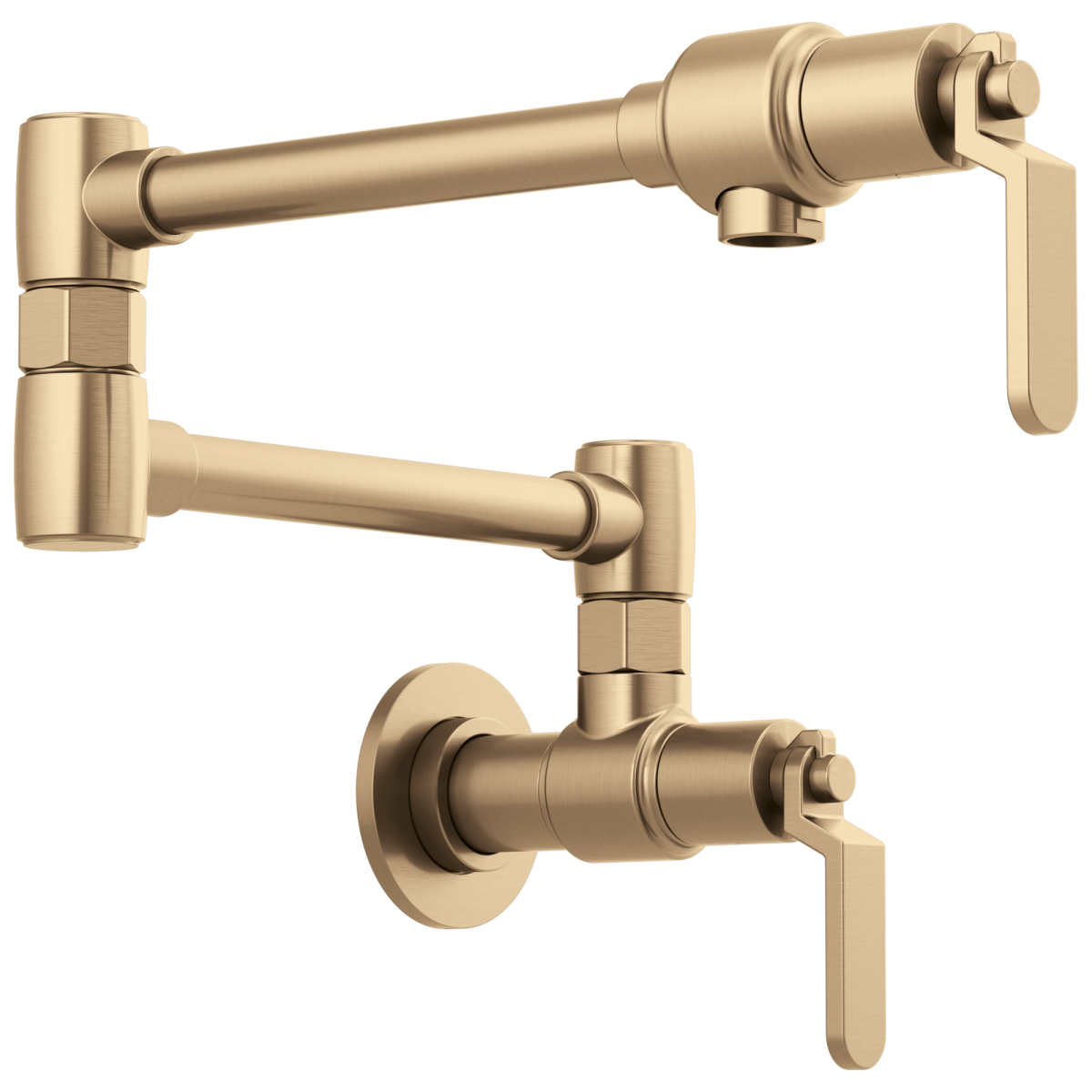 BRIZO Litze Wall Mount Pot Filler with Industrial Handle Kit — Luxe Gold