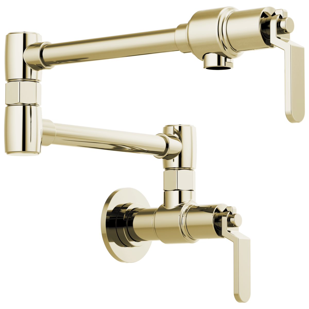 BRIZO Litze Wall Mount Pot Filler with Industrial Handle Kit — Polished Nickel