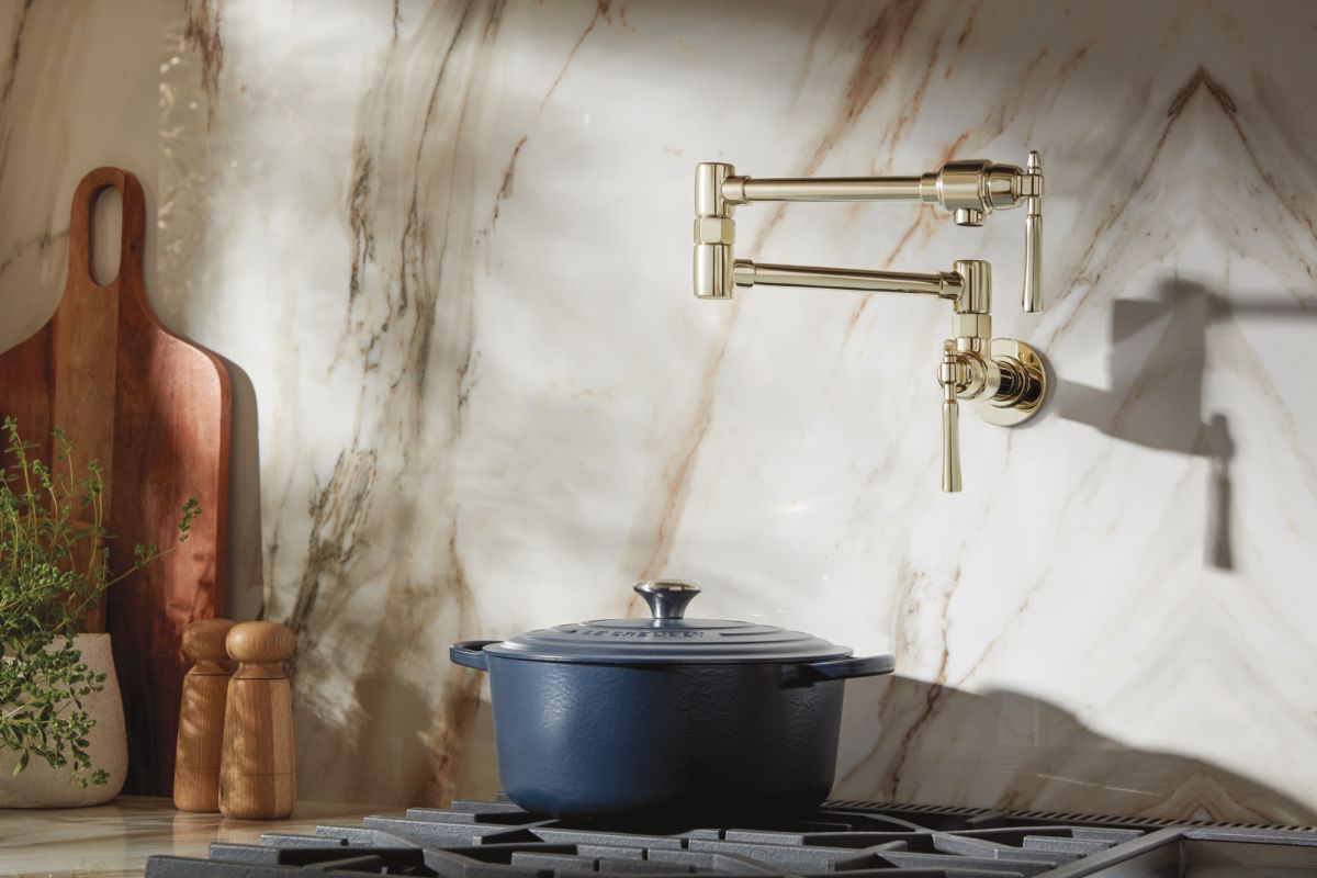 BRIZO Tulham Wall Mount Pot Filler — Polished Nickel