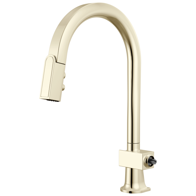 BRIZO Frank Lloyd Wright Pull-Down Kitchen Faucet with Arc Spout - Less Handle — Polished Nickel