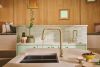 BRIZO Frank Lloyd Wright Pull-Down Kitchen Faucet Offset Concrete Lever Handle Kit​ — Luxe Gold / Concrete