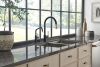 BRIZO Litze Pull-Down Faucet with Arc Spout and Knurled Handle — Matte Black/Luxe Gold
