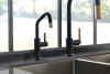 BRIZO Litze Pull-Down Faucet with Arc Spout and Knurled Handle — Matte Black/Luxe Gold