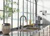 BRIZO Litze Pull-Down Faucet with Arc Spout and Knurled Handle — Matte Black/Luxe Gold
