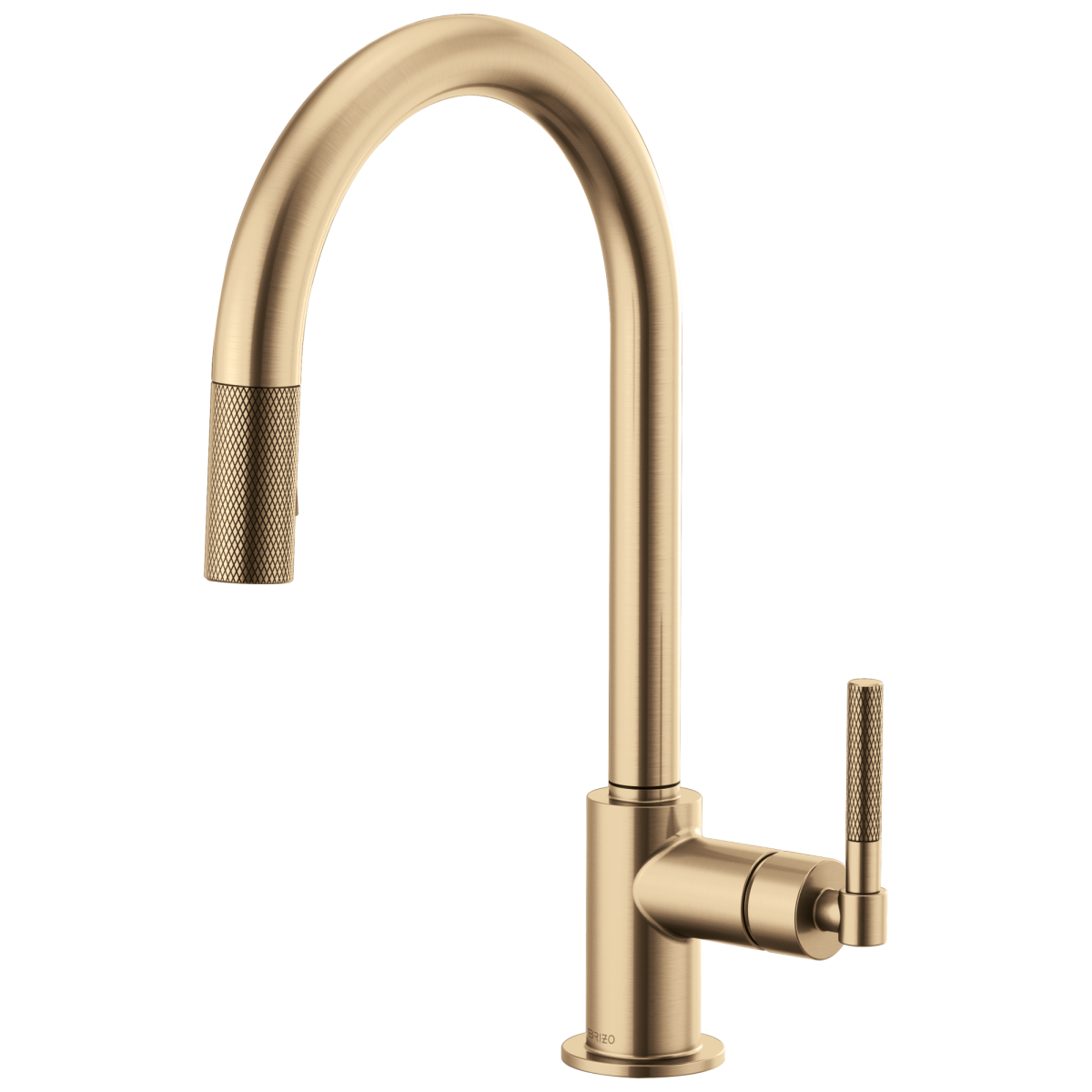BRIZO Litze Pull-Down Faucet with Arc Spout and Knurled Handle — Luxe Gold