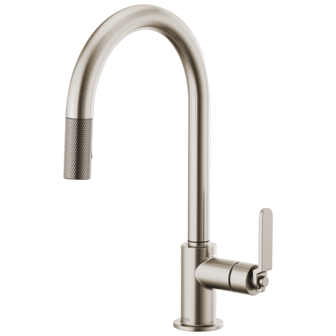 BRIZO Litze Pull-Down Faucet with Arc Spout and Industrial Handle — Stainless