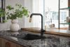 BRIZO Litze Pull-Down Faucet with Square Spout and Industrial Handle — Matte Black/Luxe Gold