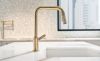 BRIZO Litze Pull-Down Faucet with Square Spout and Industrial Handle — Luxe Gold