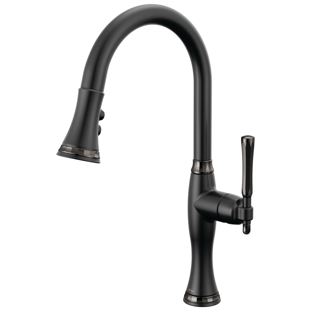 BRIZO Tulham Pull-Down Kitchen Faucet — Matte Black / Brilliance Black Onyx