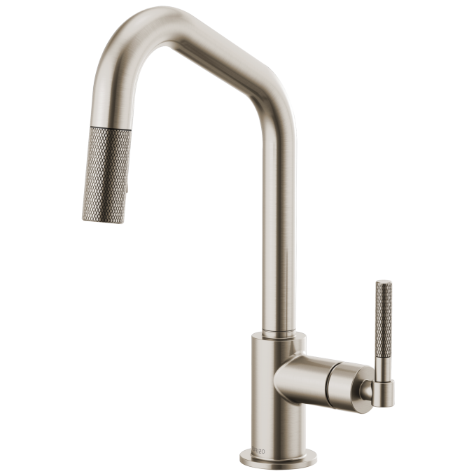 BRIZO Litze Pull-Down Faucet with Angled Spout and Knurled Handle — Stainless