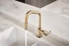BRIZO Litze Pull-Down Faucet with Angled Spout and Industrial Handle — Luxe Gold