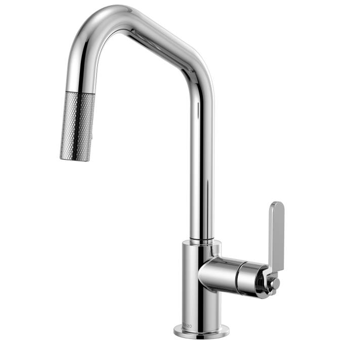 BRIZO Litze Pull-Down Faucet with Angled Spout and Industrial Handle — Chrome