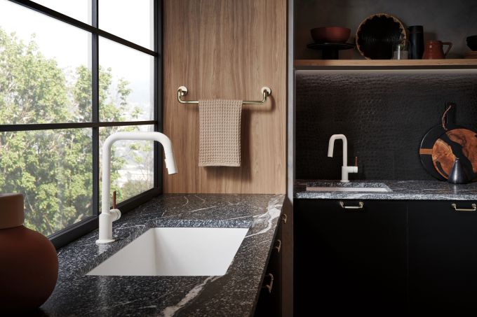 BRIZO Jason Wu for BRIZO Pull-Down Prep Kitchen Faucet with Square Spout - Less Handle — Matte White