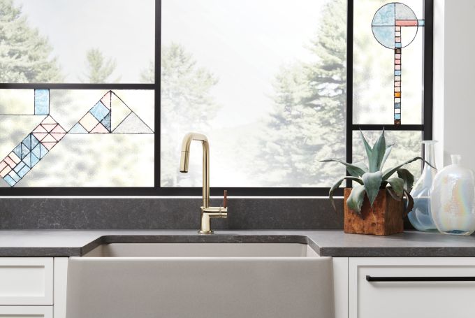 BRIZO Odin Pull-Down Faucet with Square Spout - Less Handle — Polished Nickel