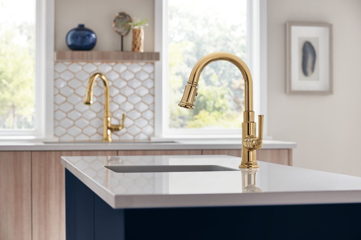 BRIZO Rook Pull-Down Prep Faucet — Polished Gold