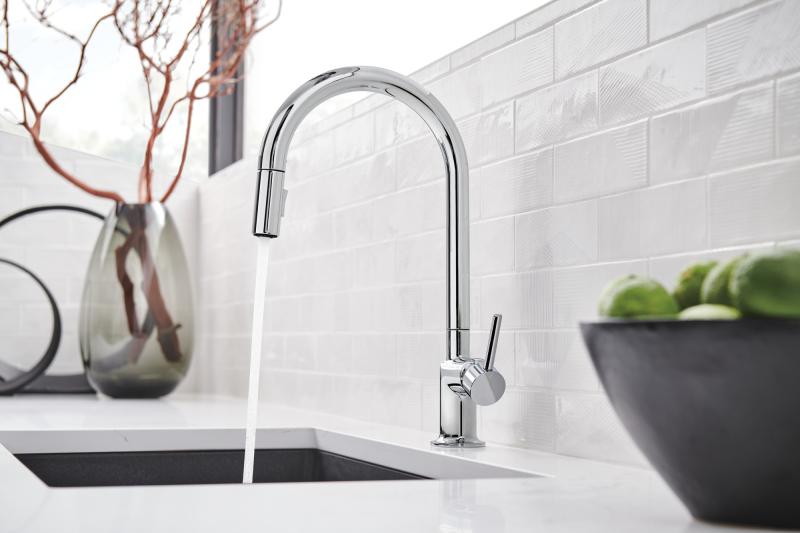 BRIZO Odin Pull-Down Faucet with Arc Spout - Less Handle — Chrome