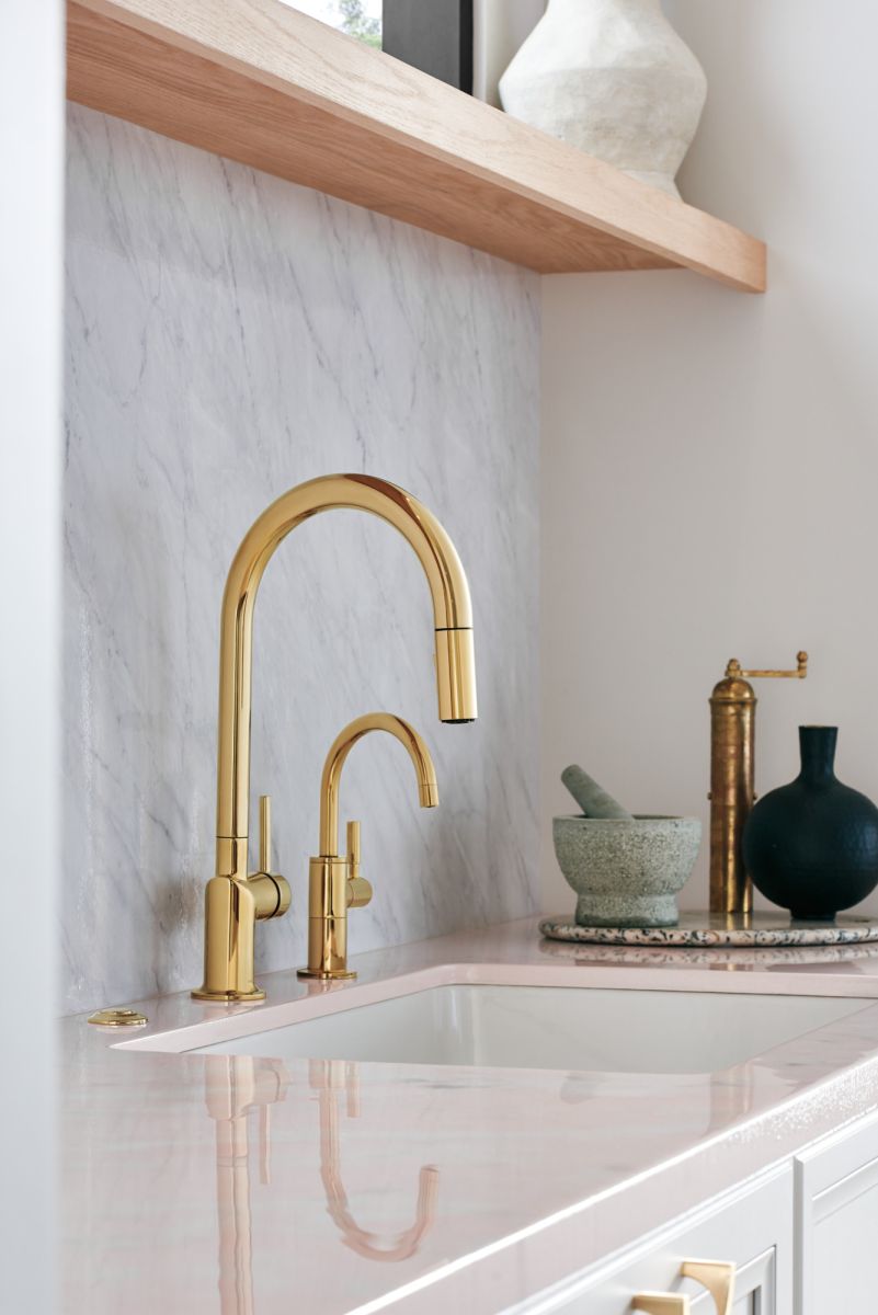 BRIZO Odin Pull-Down Faucet Metal Lever Handle Kit — Polished Gold
