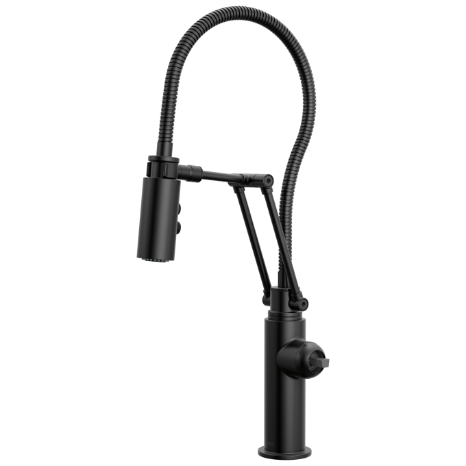 BRIZO Odin Articulating Kitchen Faucet with Finished Hose - Less Handle — Matte Black