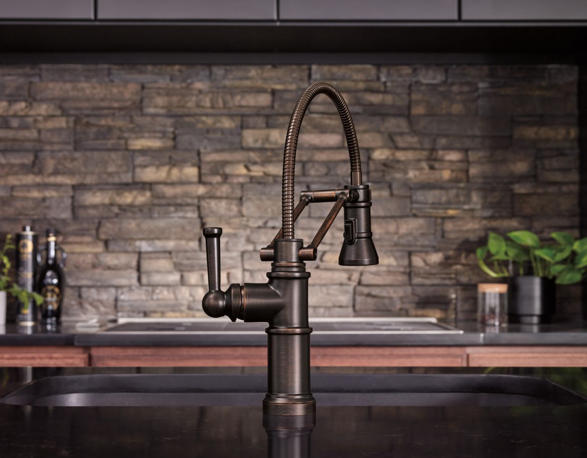 BRIZO Artesso Articulating Faucet With Finished Hose — Venetian Bronze