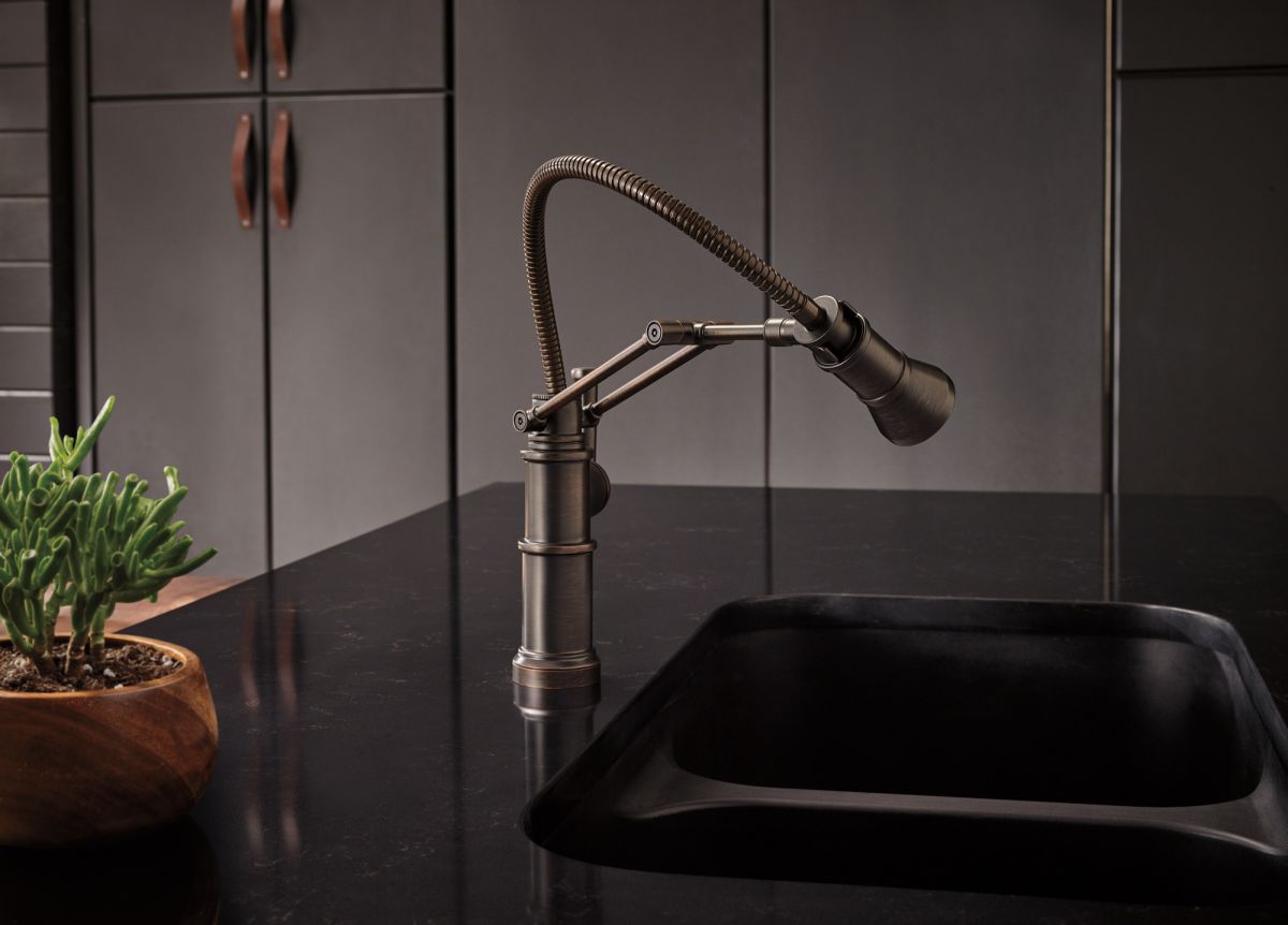 BRIZO Artesso Articulating Faucet With Finished Hose — Venetian Bronze