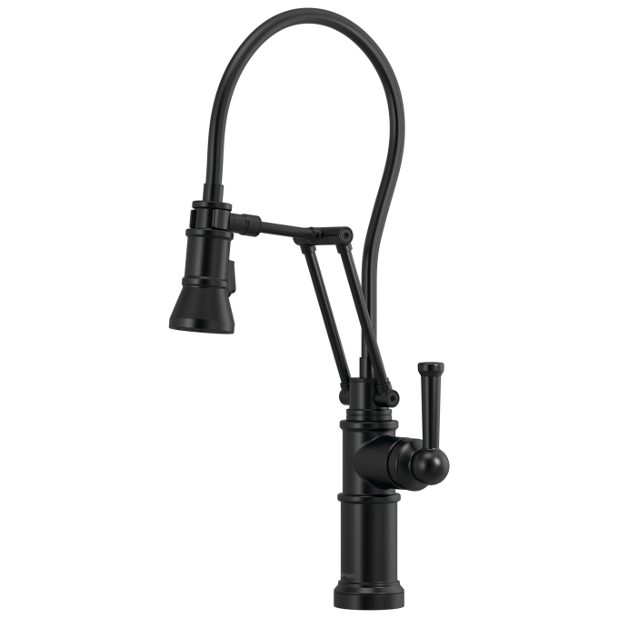 BRIZO Artesso Single Handle Articulating Kitchen Faucet — Matte Black