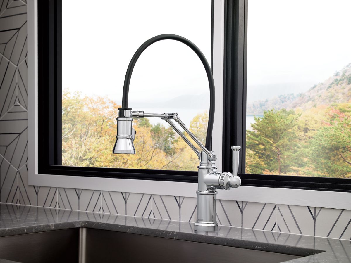 BRIZO Artesso Single Handle Articulating Kitchen Faucet — Chrome