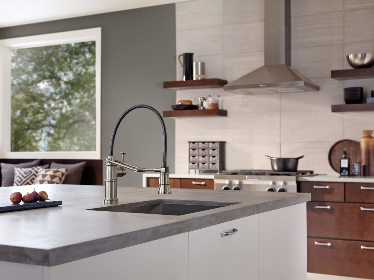 BRIZO Artesso Single Handle Articulating Kitchen Faucet — Stainless