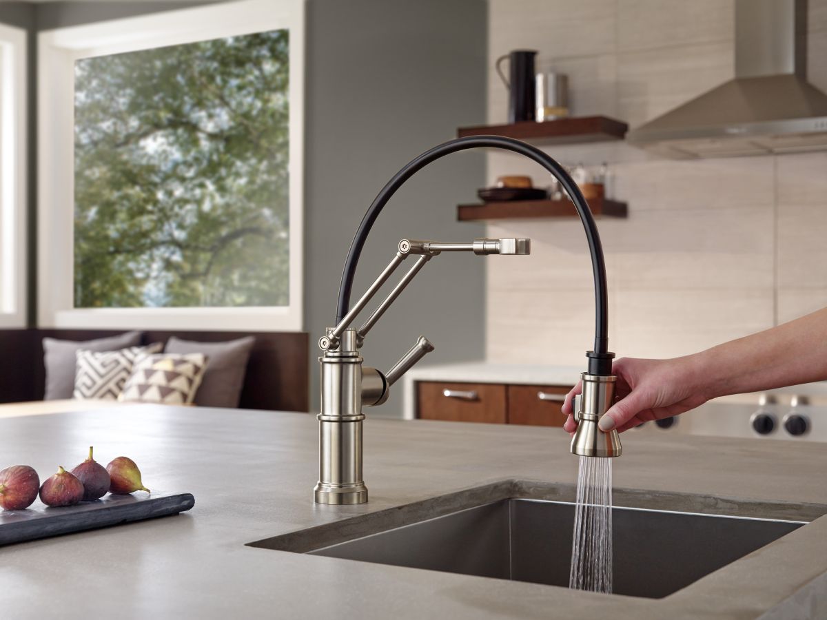BRIZO Artesso Single Handle Articulating Kitchen Faucet — Stainless