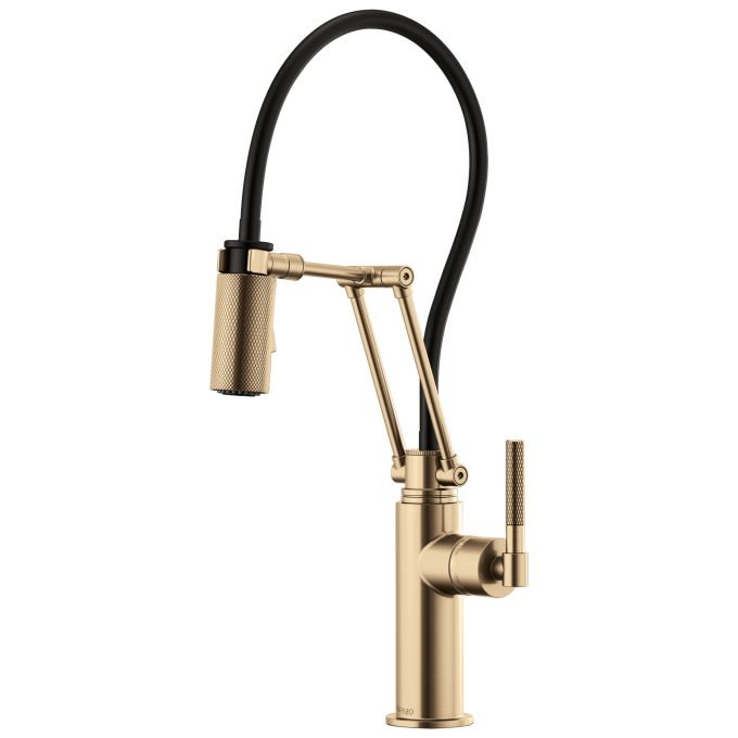 BRIZO Litze Articulating Faucet with Knurled Handle — Luxe Gold