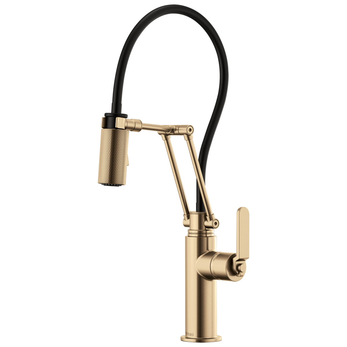 BRIZO Litze Articulating Faucet with Industrial Handle — Luxe Gold